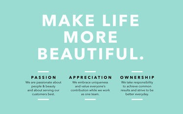 Letters spelling out the DOUGLAS Group Purpose "Make Life More Beautiful"